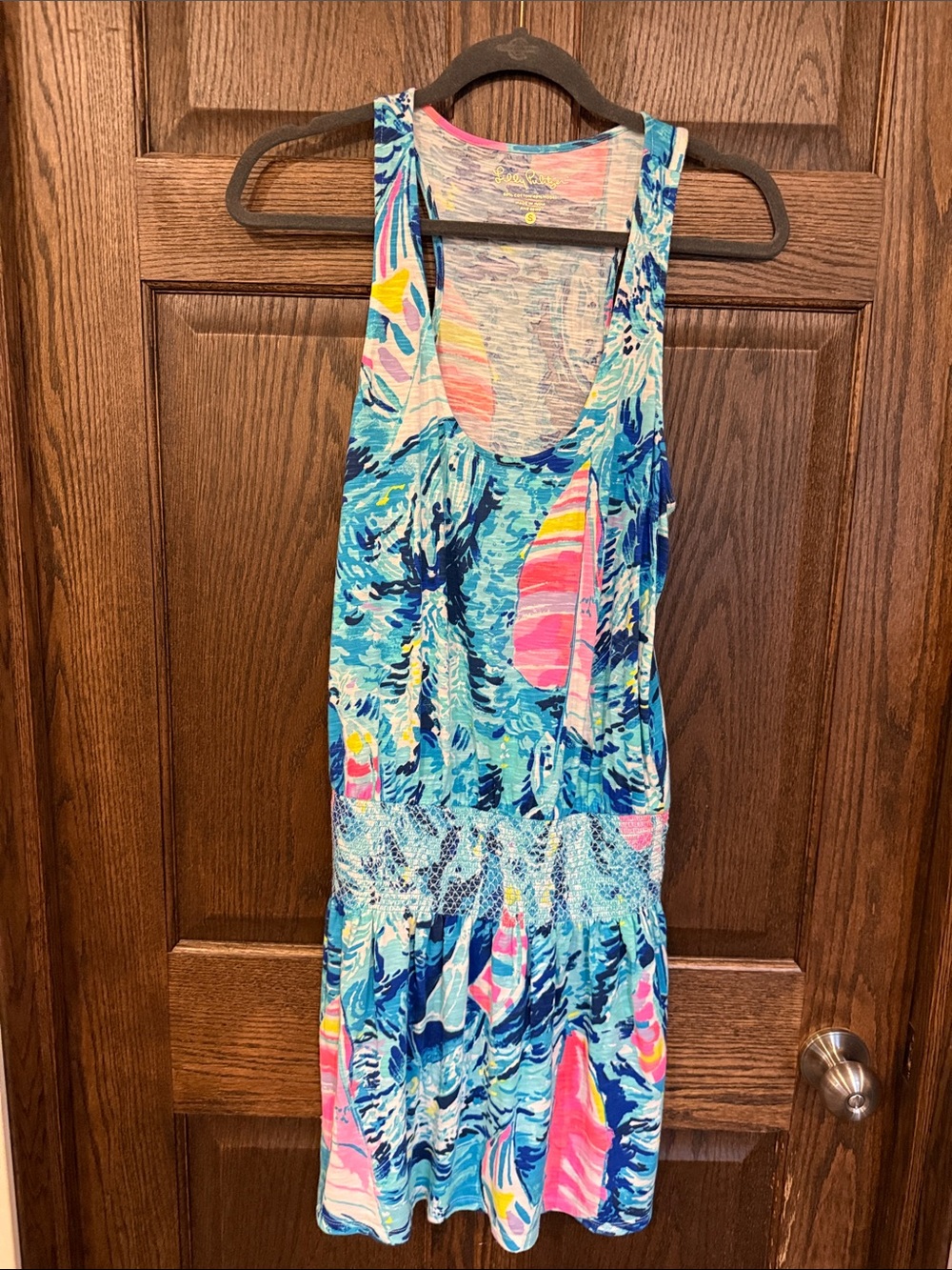 Lilly Pulitzer Blue Tropical Print Swim Cover-Up Dress Size Small